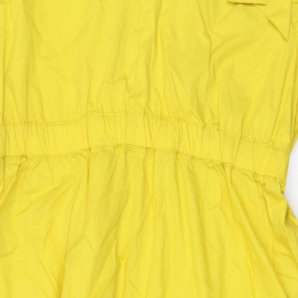Marks and Spencer Womens Yellow Cotton A-Line Size 16 Round Neck Tie