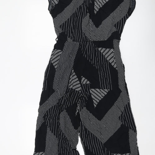 New Look Womens Black Geometric Viscose Jumpsuit One-Piece Size 12 Pullover