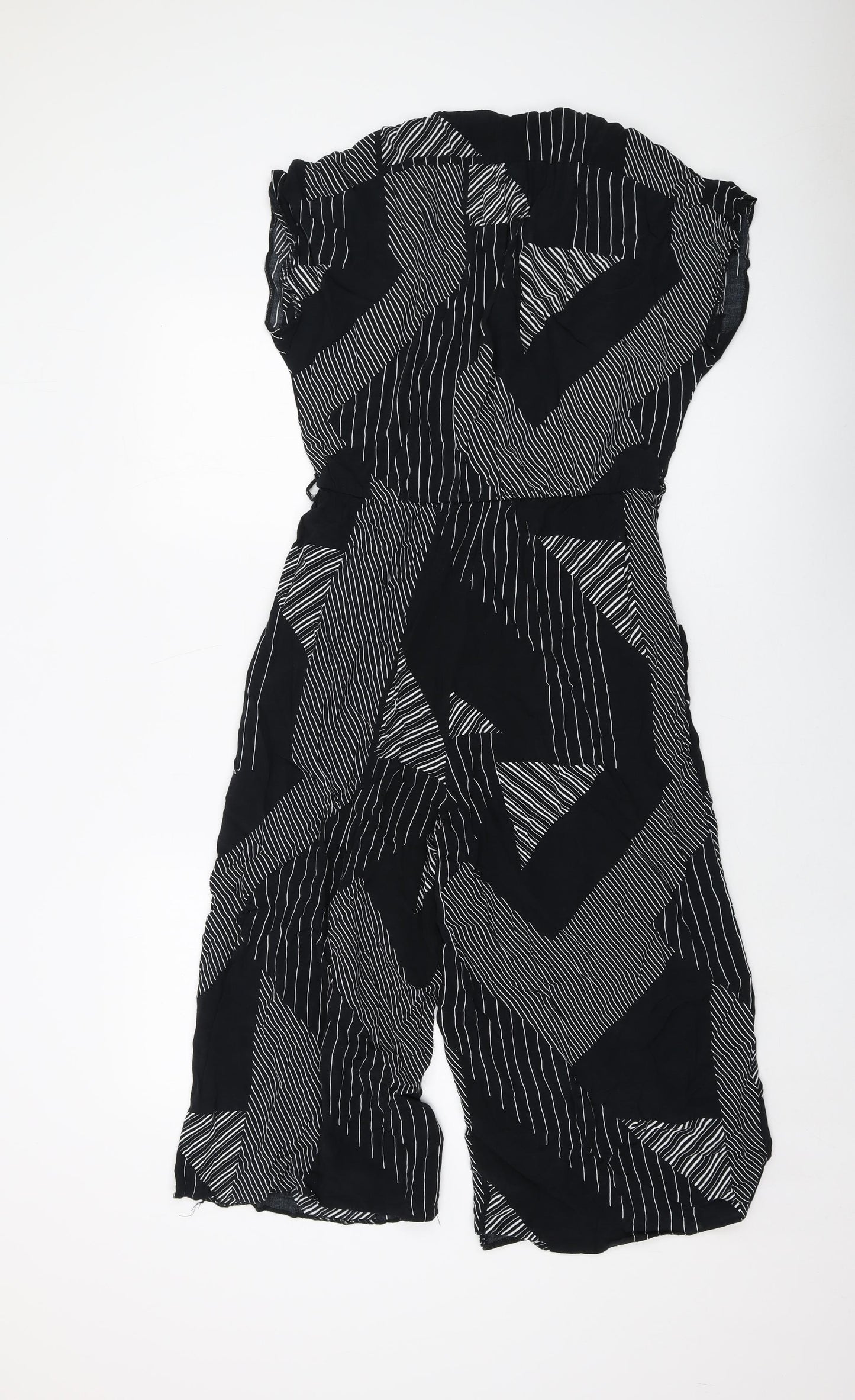 New Look Womens Black Geometric Viscose Jumpsuit One-Piece Size 12 Pullover