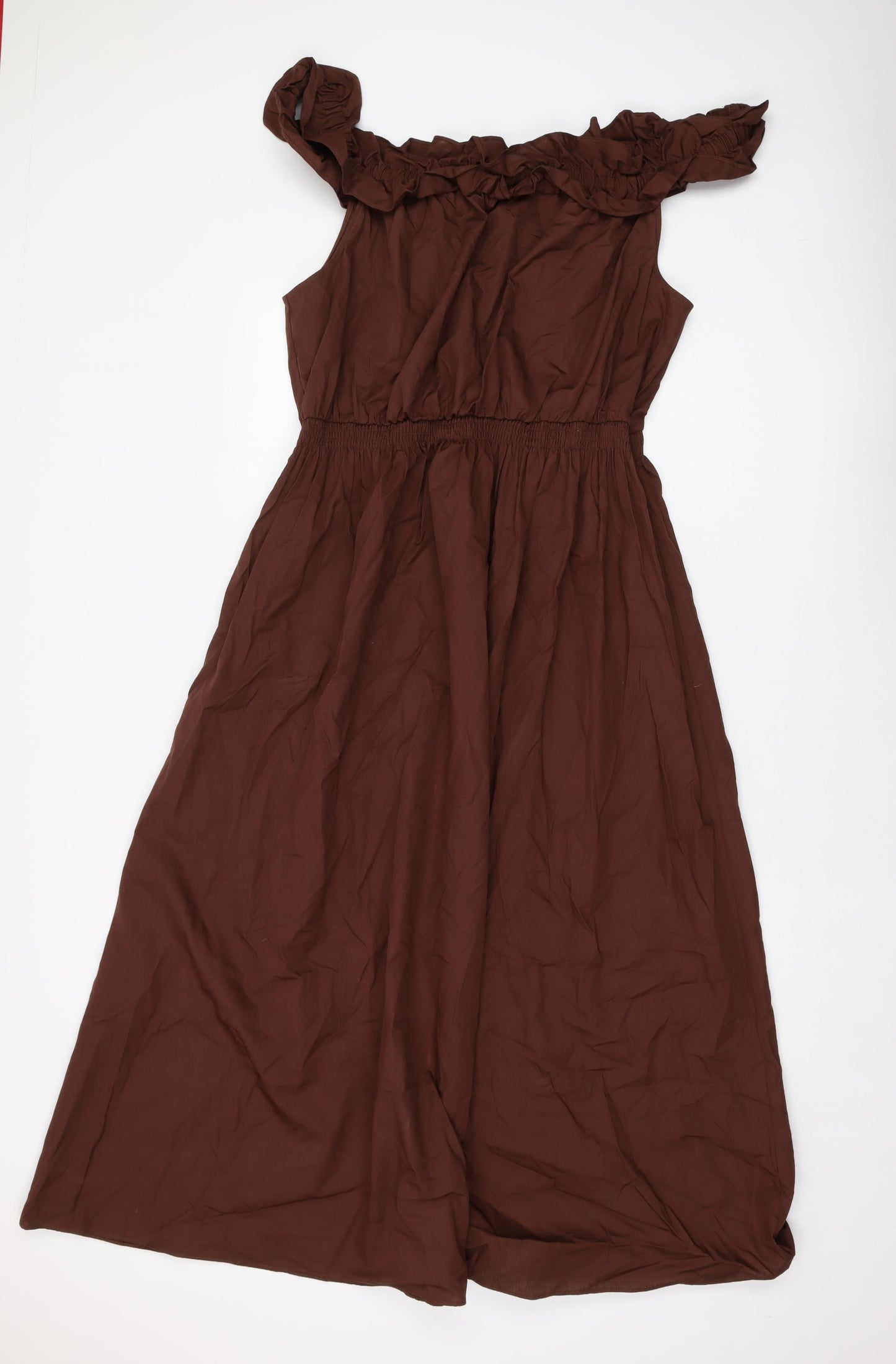 Marks and Spencer Womens Brown Cotton A-Line Size 20 Round Neck Pullover