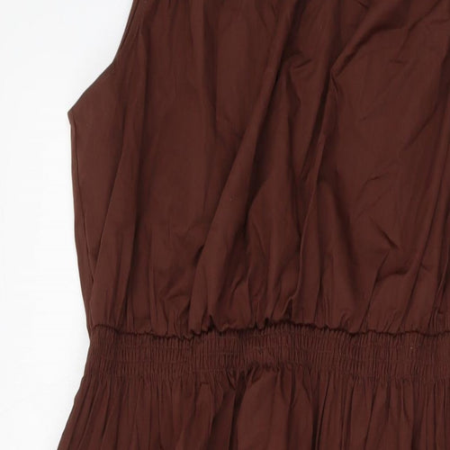 Marks and Spencer Womens Brown Cotton A-Line Size 20 Round Neck Pullover