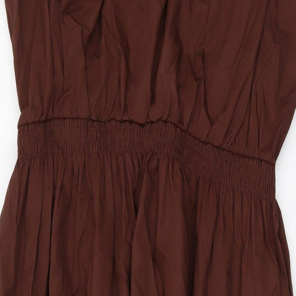 Marks and Spencer Womens Brown Cotton A-Line Size 20 Round Neck Pullover