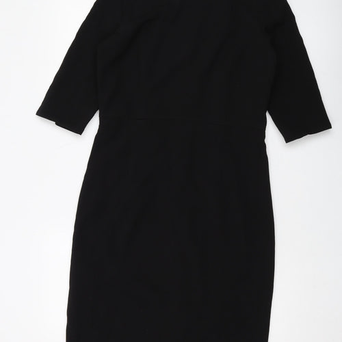 Laura Clement Womens Black Polyester Sheath Size 12 Round Neck Zip