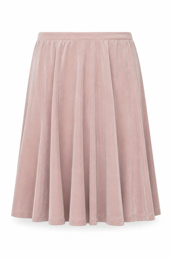 Front view of Julipa women’s pink polyester a-line skirt, size UK 16