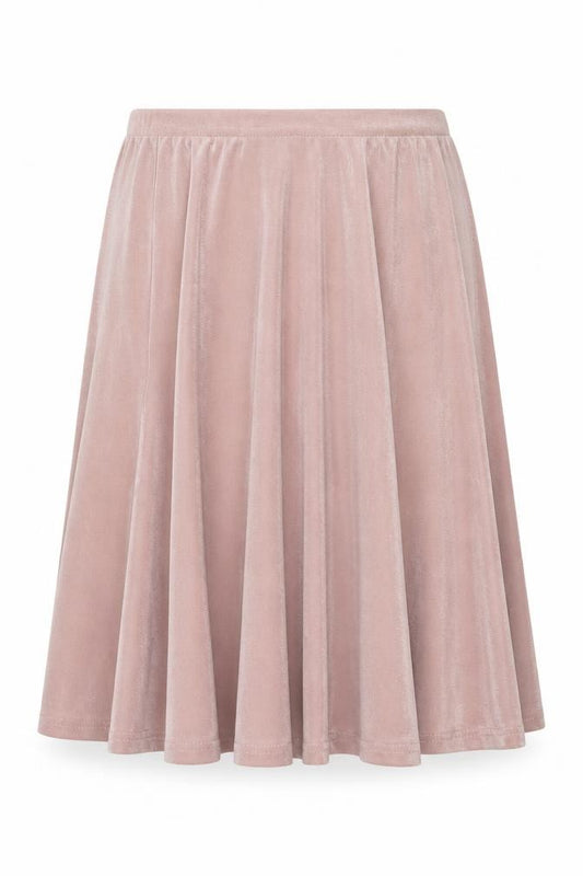 Front view of Julipa women’s pink polyester a-line skirt, size UK 16