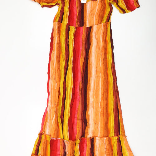 Roman Womens Multicoloured Striped Viscose A-Line Size 12 Square Neck Pullover
