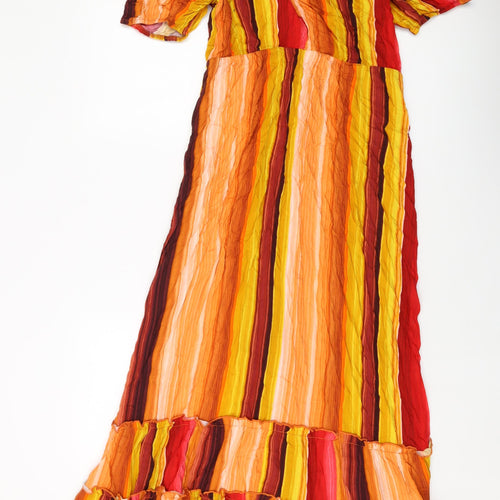 Roman Womens Multicoloured Striped Viscose A-Line Size 12 Square Neck Pullover