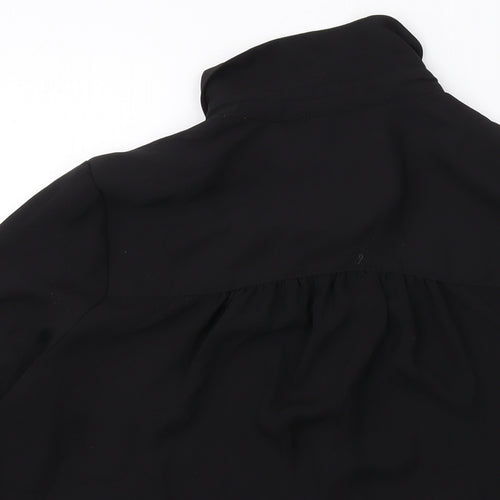 H&M Womens Black Polyester Basic Button-Up Size 8 Collared