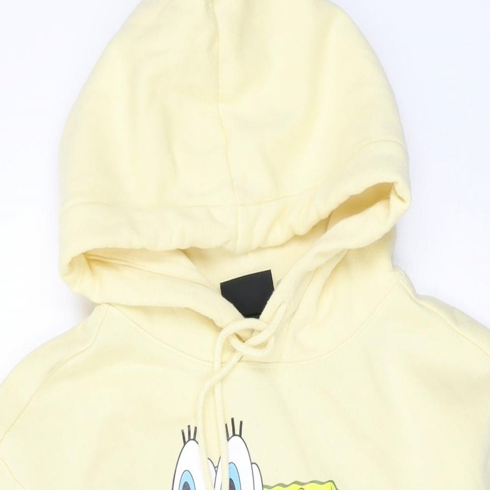 SpongeBob Mens Yellow Cotton Pullover Hoodie Size S