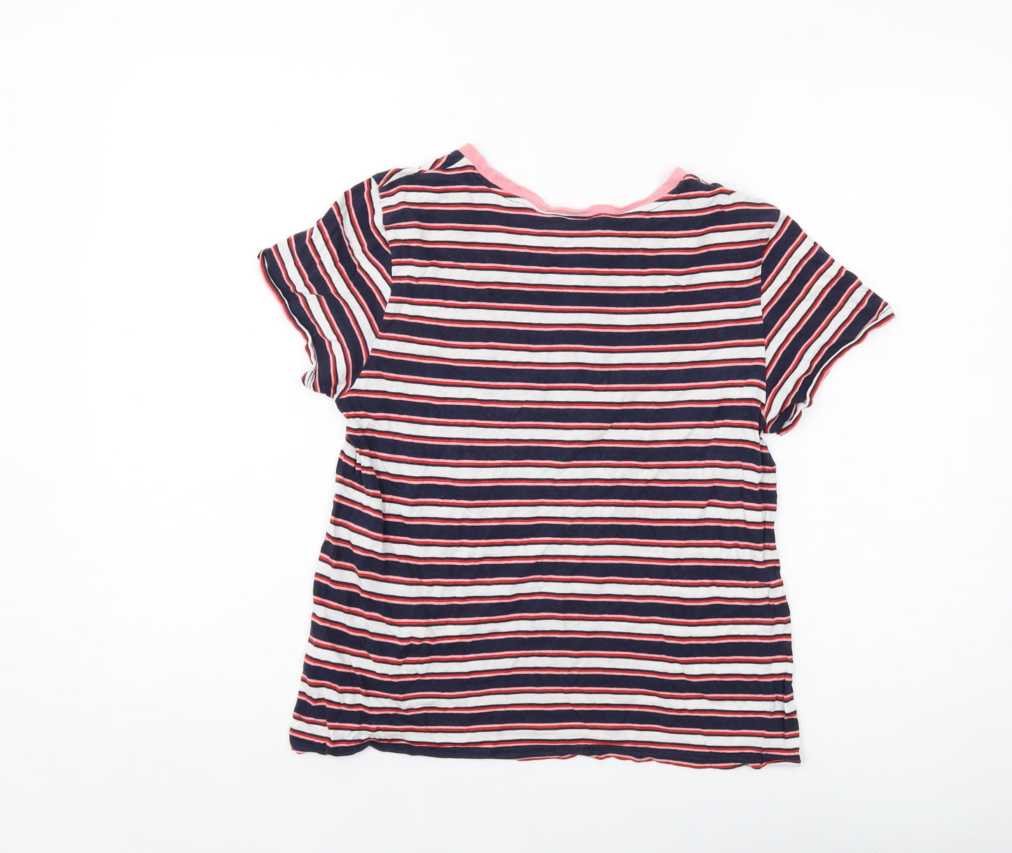 Monki Womens Multicoloured Striped Cotton Basic T-Shirt Size S Crew Neck