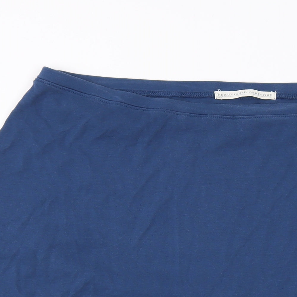 Peruvian Connection Womens Blue Cotton A-Line Skirt Size XL