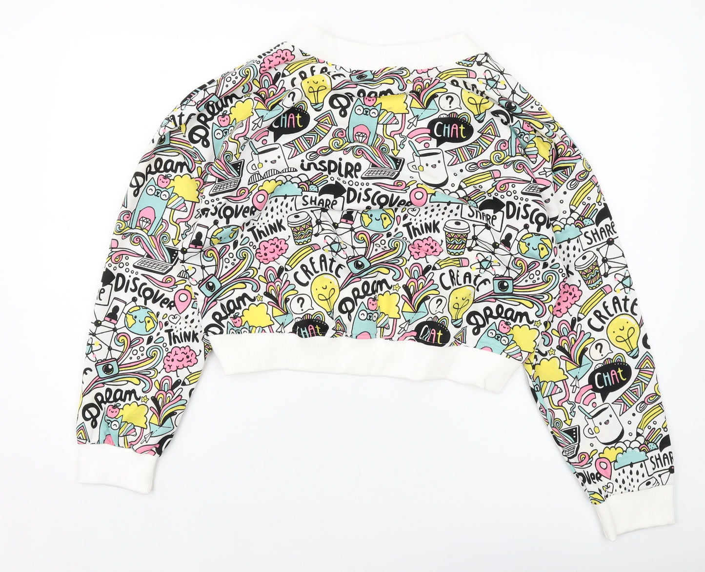 Reyon Womens Multicoloured Geometric Cotton Pullover Sweatshirt Size XL Pullover