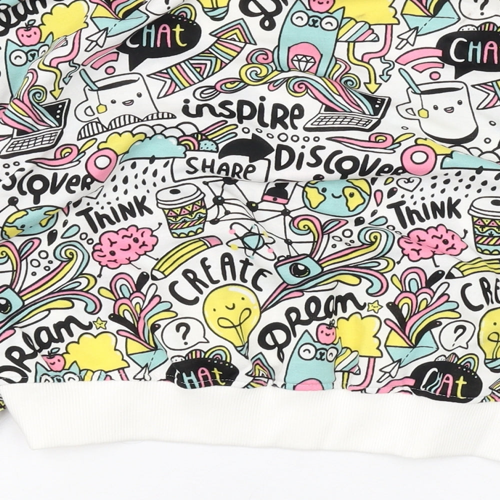 Reyon Womens Multicoloured Geometric Cotton Pullover Sweatshirt Size XL Pullover