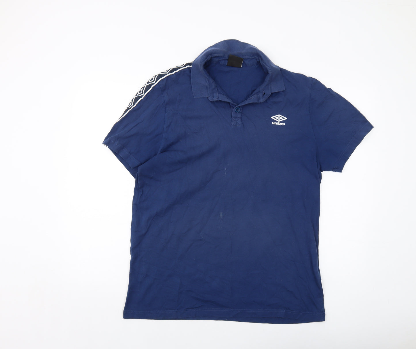 Umbro Mens Blue Cotton Polo Size L Collared Button