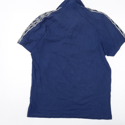 Umbro Mens Blue Cotton Polo Size L Collared Button