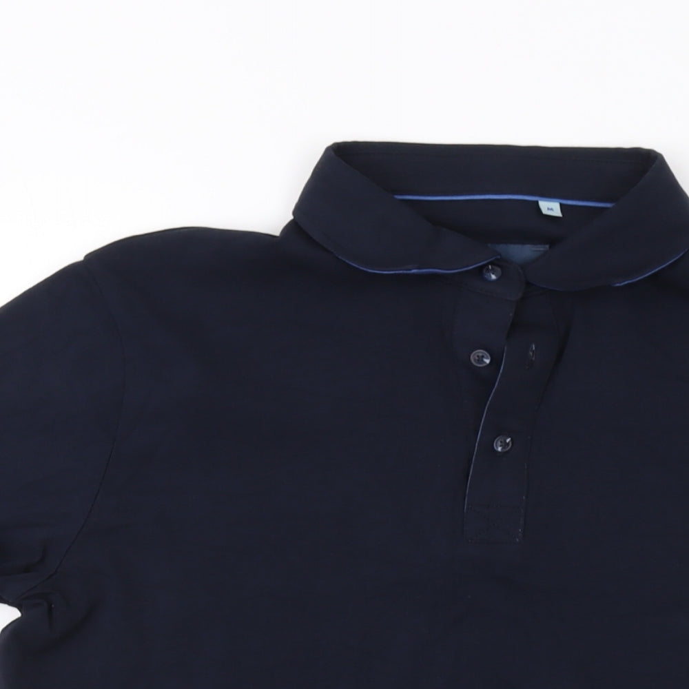 Guide London Mens Blue Cotton Polo Size M Collared Button