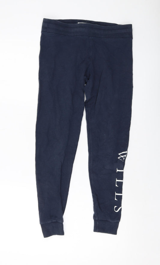 Jack Wills Womens Blue Cotton Sweatpants Trousers Size 10 L25 in Regular Drawstring