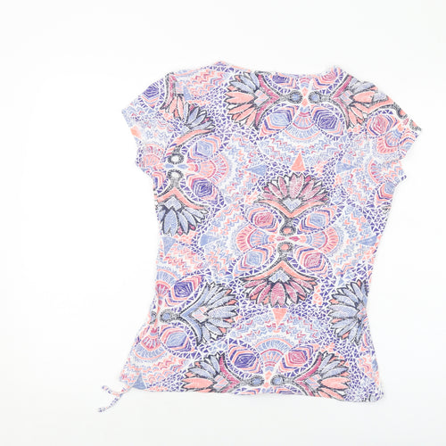 MANTARAY PRODUCTS Womens Multicoloured Geometric Cotton Basic T-Shirt Size 8 Round Neck