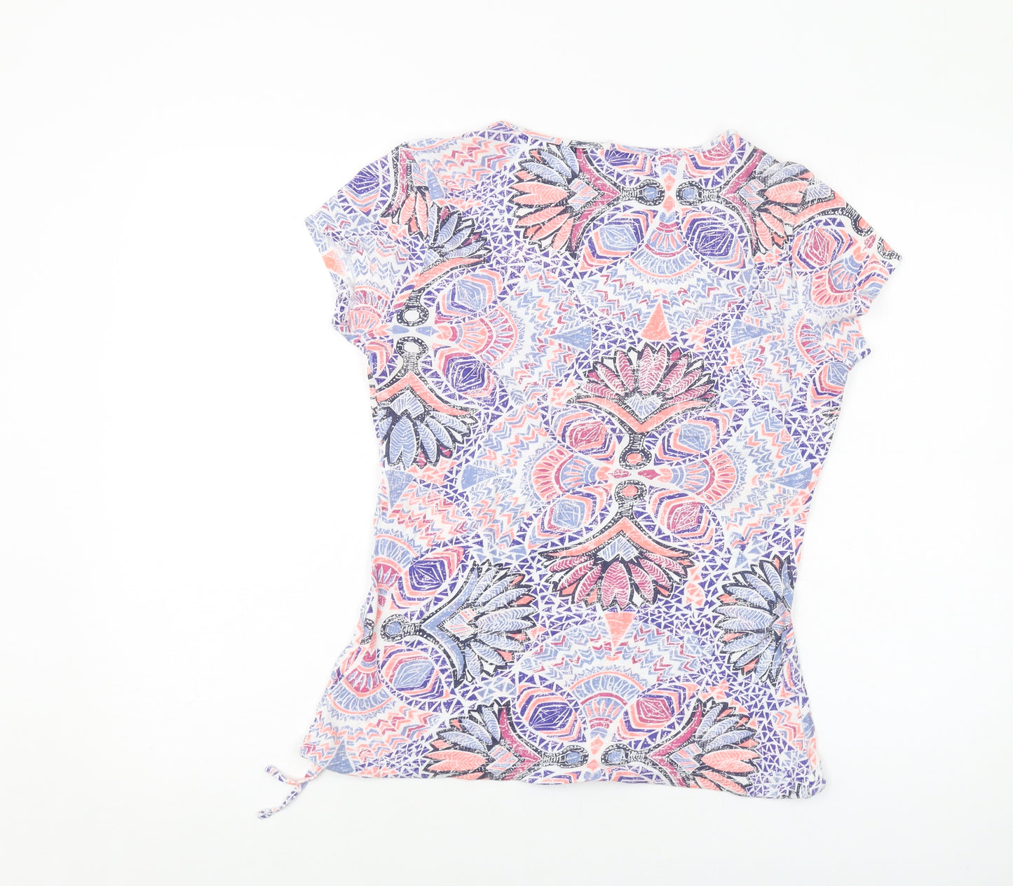 MANTARAY PRODUCTS Womens Multicoloured Geometric Cotton Basic T-Shirt Size 8 Round Neck