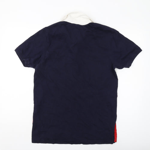 FILA Mens Blue Cotton Polo Size M Collared Button