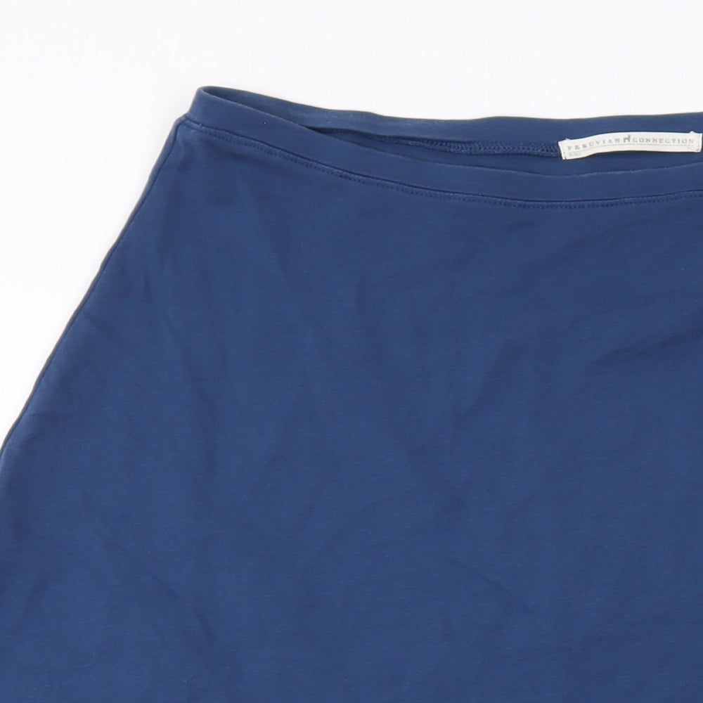 Peruvian Connection Womens Blue Cotton A-Line Skirt Size XL