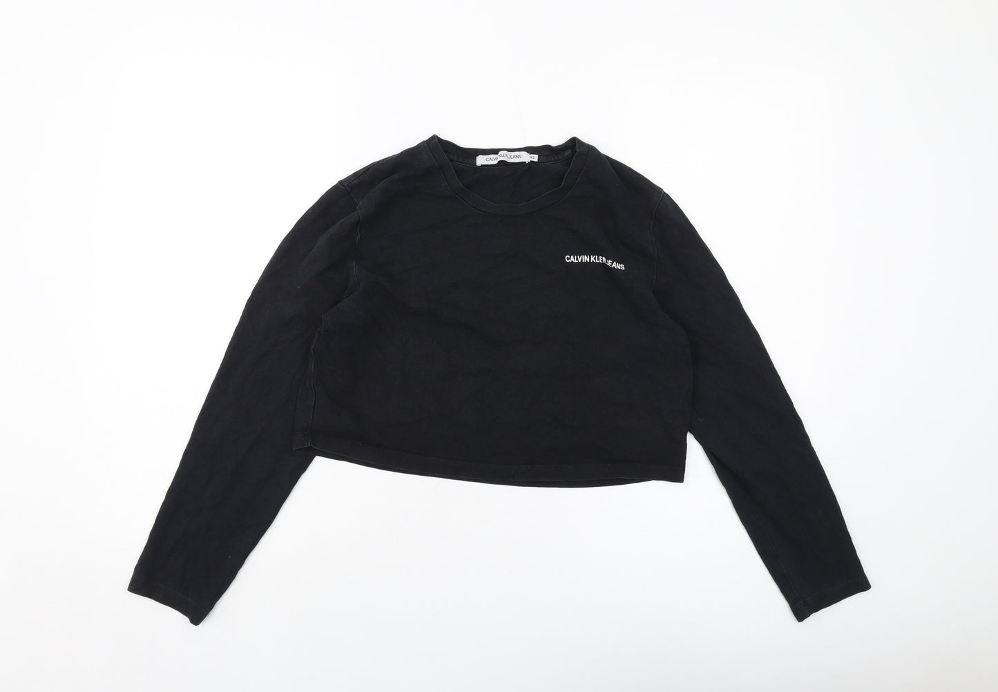 Calvin Klein Womens Black Cotton Pullover Sweatshirt Size XS Pullover