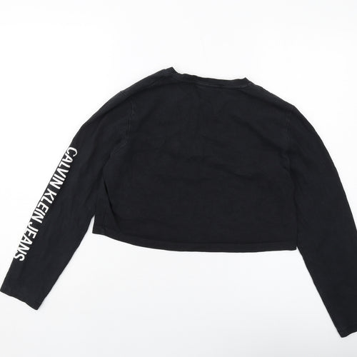 Calvin Klein Womens Black Cotton Pullover Sweatshirt Size XS Pullover