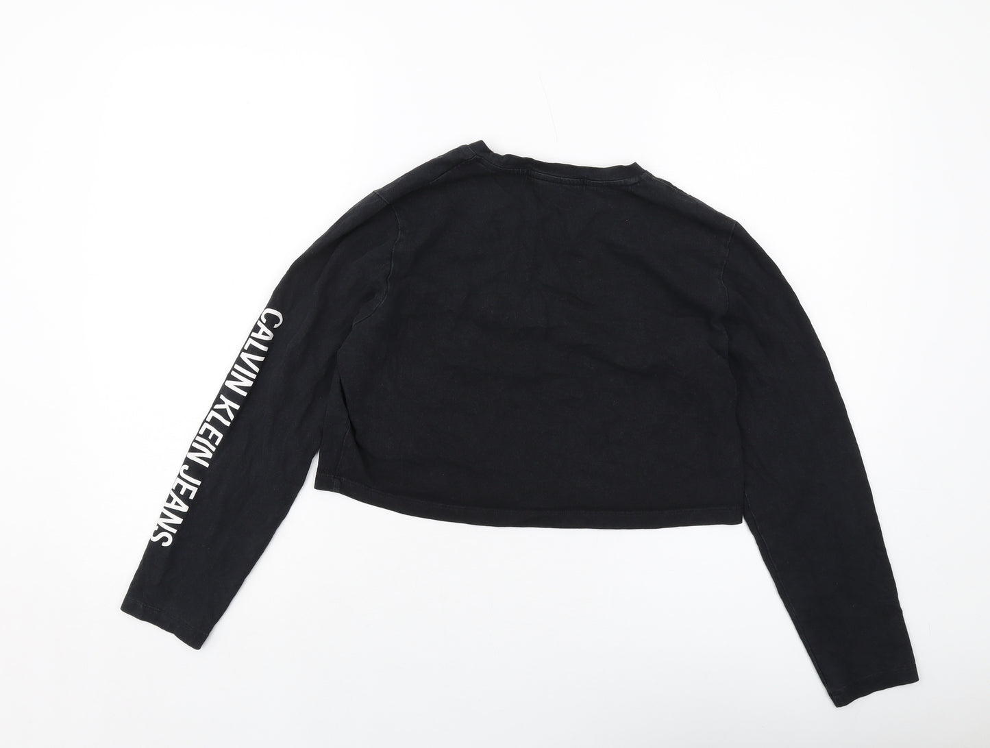 Calvin Klein Womens Black Cotton Pullover Sweatshirt Size XS Pullover