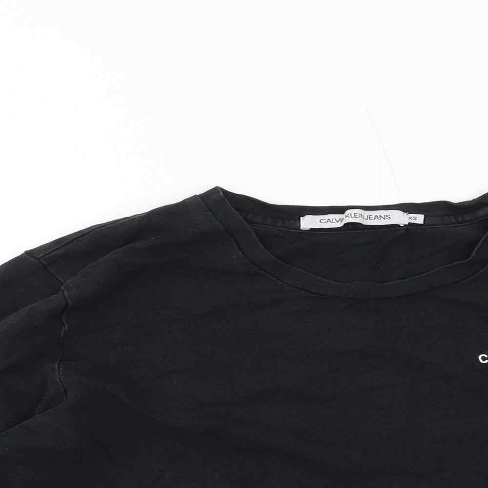 Calvin Klein Womens Black Cotton Pullover Sweatshirt Size XS Pullover