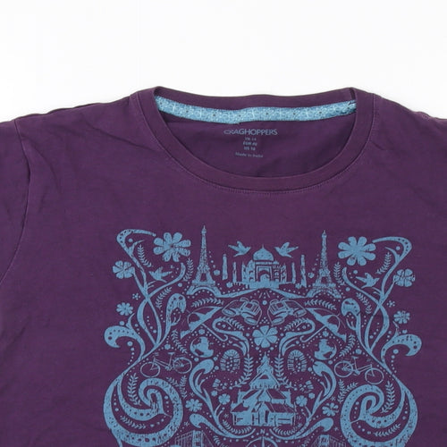 Craghoppers Womens Purple Cotton Basic T-Shirt Size 14 Crew Neck