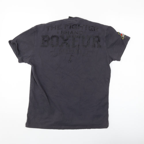 Boxeur Des Rues Womens Grey Cotton Basic T-Shirt Size L Crew Neck