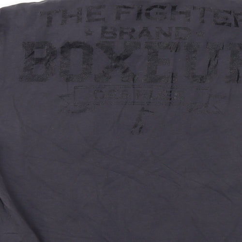 Boxeur Des Rues Womens Grey Cotton Basic T-Shirt Size L Crew Neck