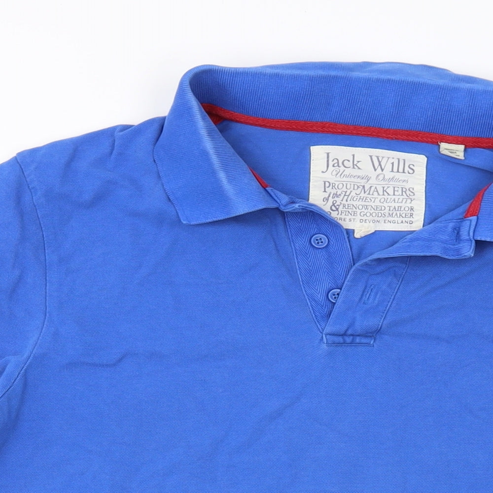 Jack Wills Mens Black Cotton Polo Size XL Collared Button