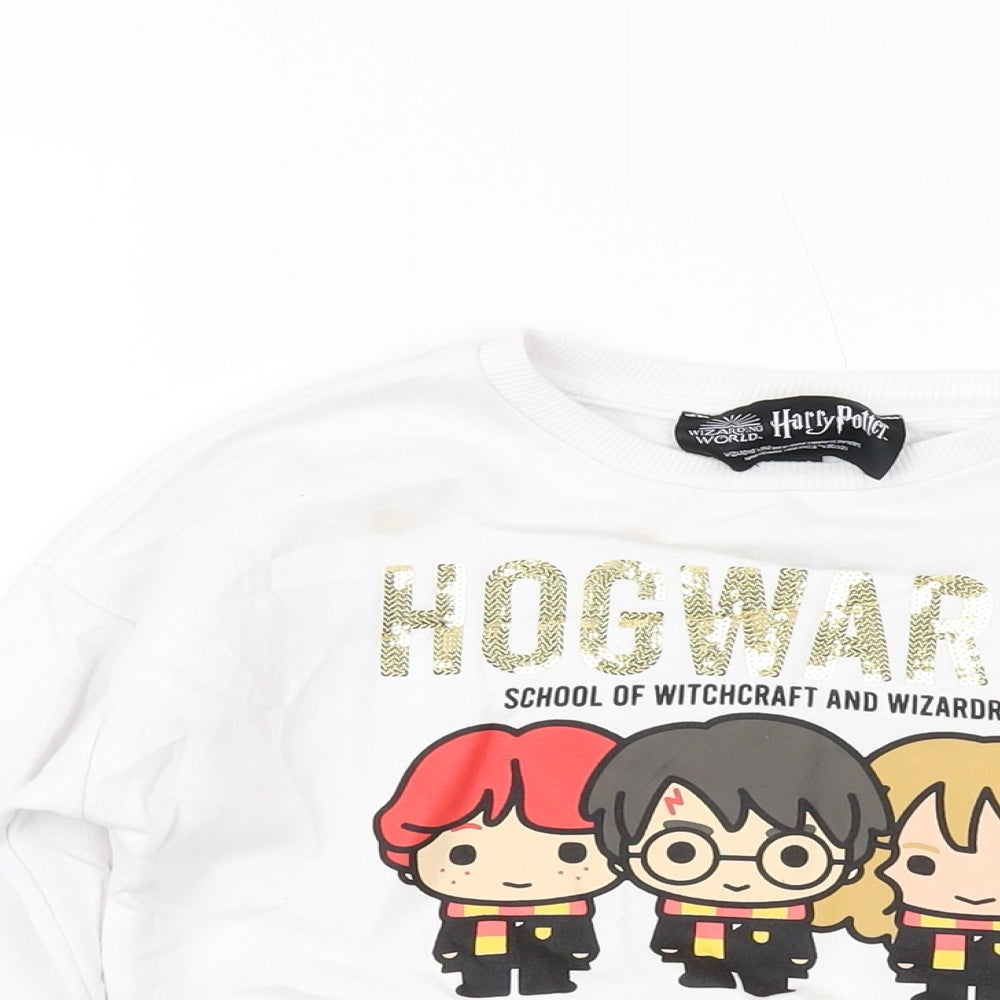 Harry Potter Girls White Polyester Pullover Sweatshirt Size 9-10 Years Pullover