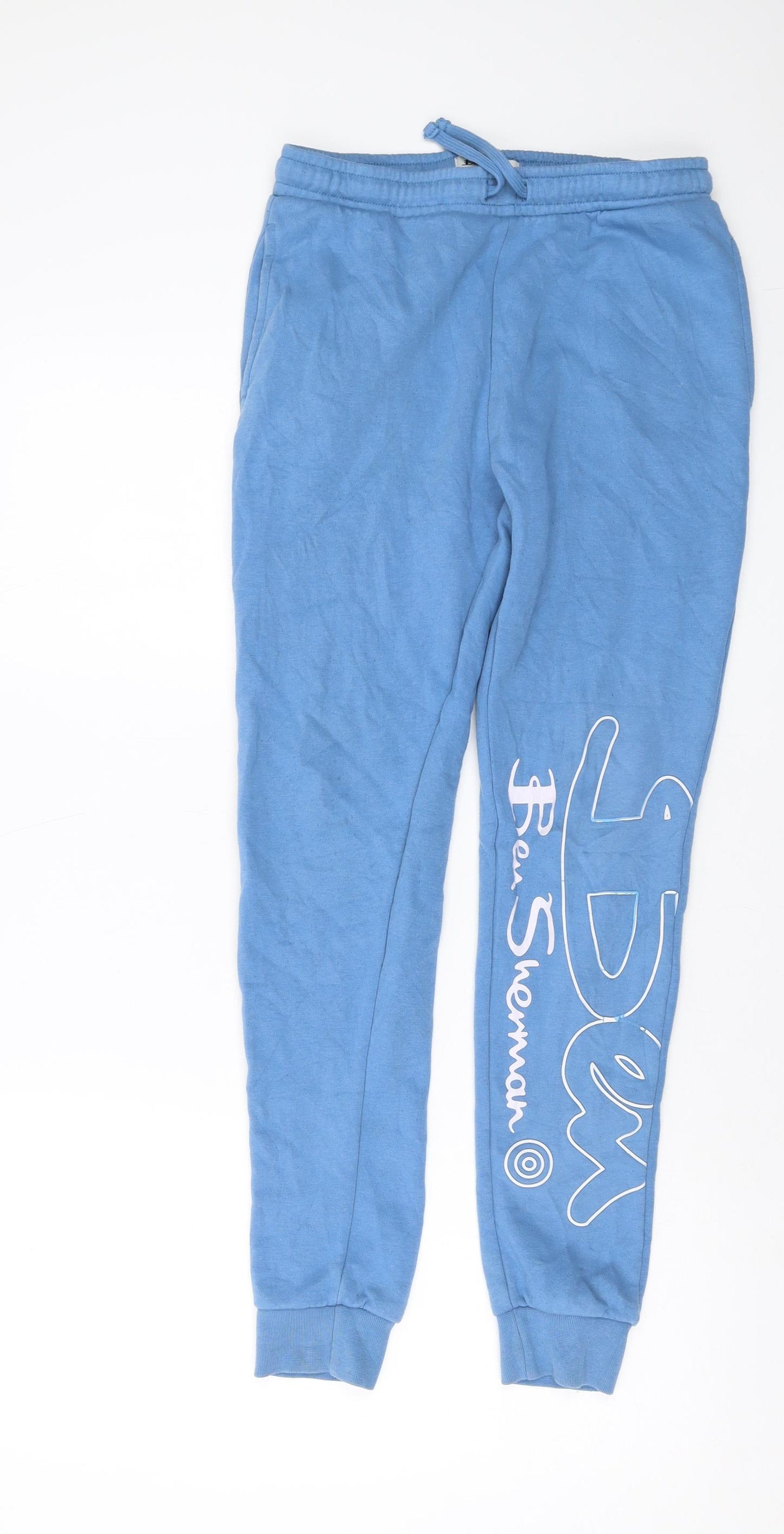 Ben Sherman Girls Blue Cotton Sweatpants Trousers Size 12-13 Years Regular Drawstring