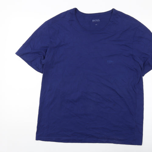 Boss Mens Blue Cotton T-Shirt Size 2XL Round Neck