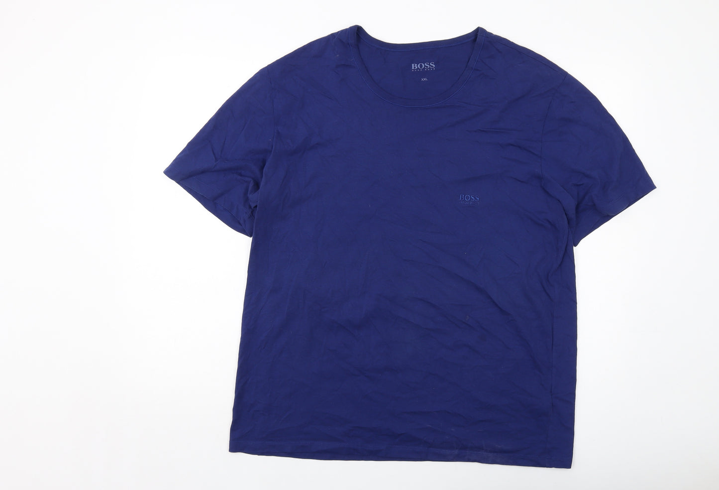 Boss Mens Blue Cotton T-Shirt Size 2XL Round Neck