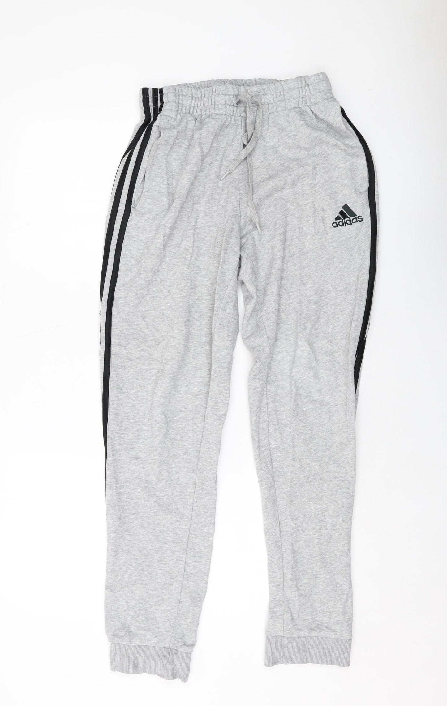adidas Mens Grey Cotton Sweatpants Trousers Size M L30 in Regular Drawstring