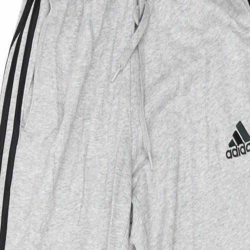 adidas Mens Grey Cotton Sweatpants Trousers Size M L30 in Regular Drawstring