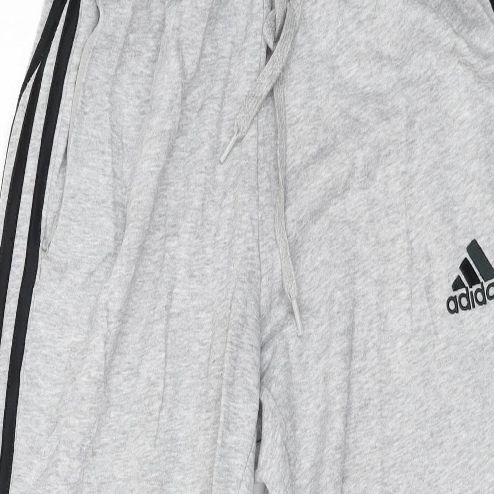 adidas Mens Grey Cotton Sweatpants Trousers Size M L30 in Regular Drawstring