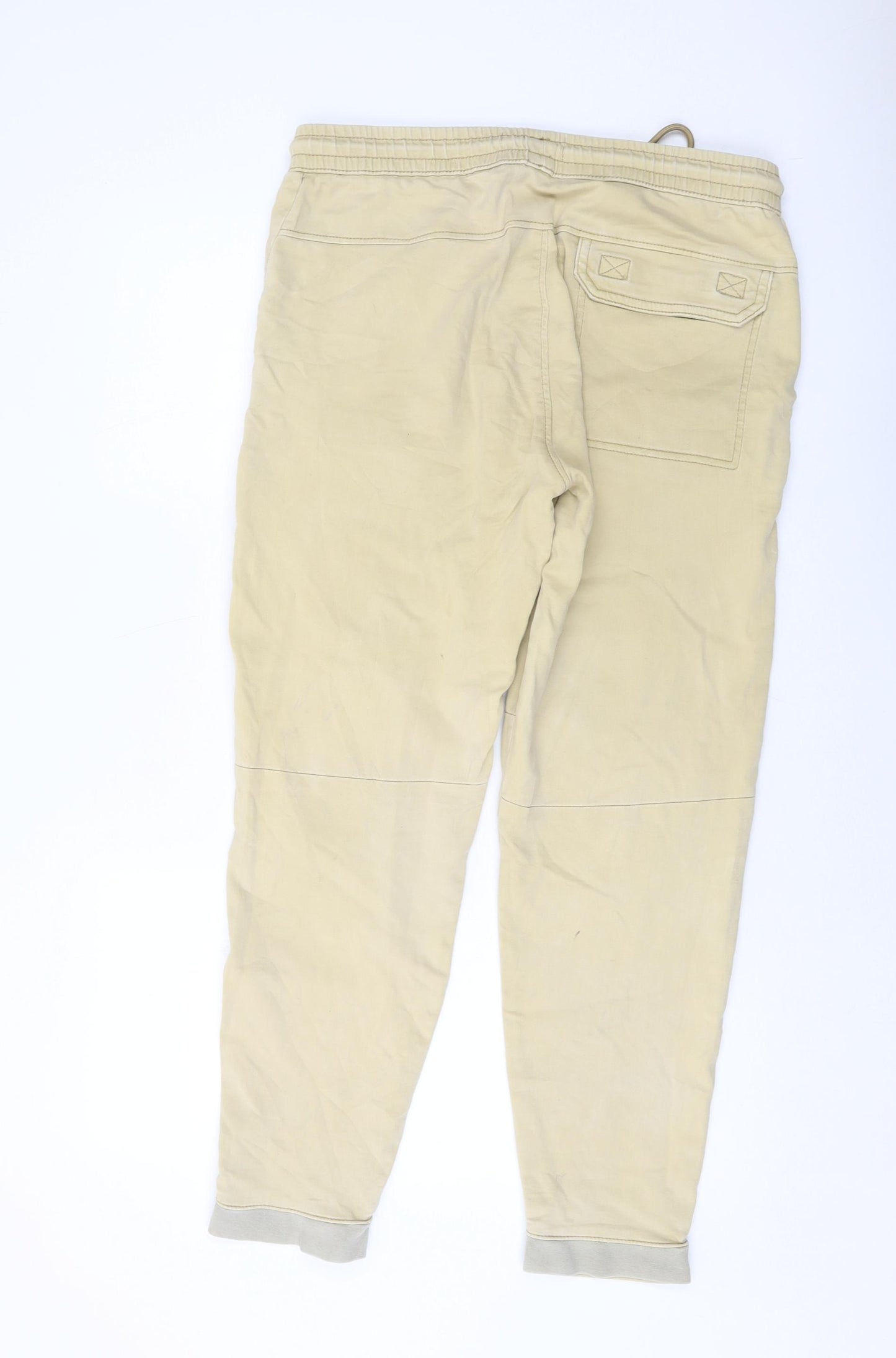 Pull&Bear Mens Beige Cotton Trousers Size L L28 in Regular Drawstring