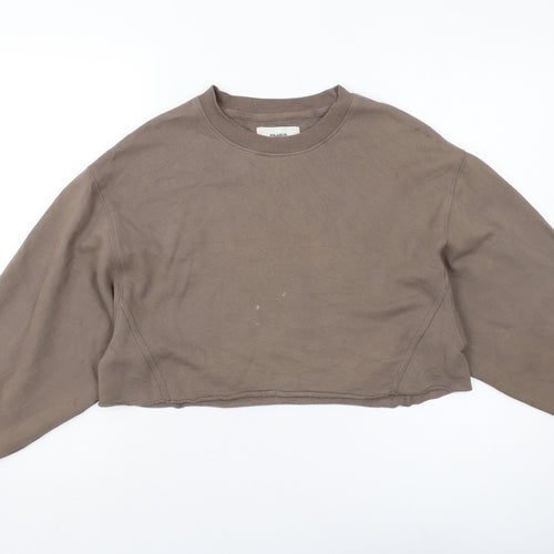 Pull&Bear Womens Brown Polyester Pullover Sweatshirt Size S Pullover