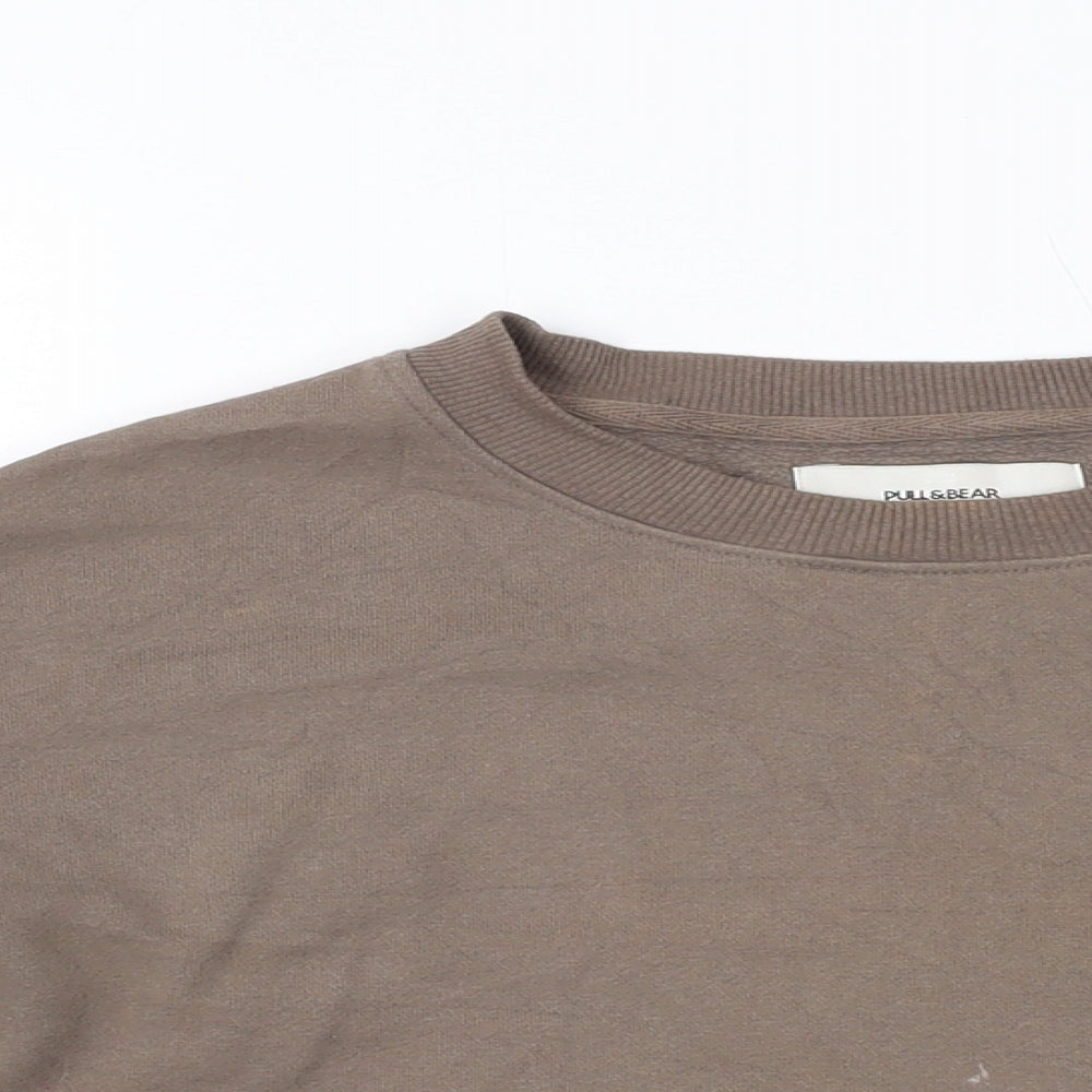 Pull&Bear Womens Brown Polyester Pullover Sweatshirt Size S Pullover