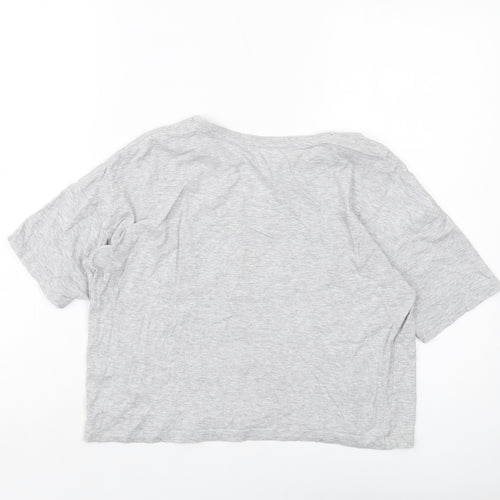 PUMA Womens Grey Cotton Cropped T-Shirt Size XS Round Neck