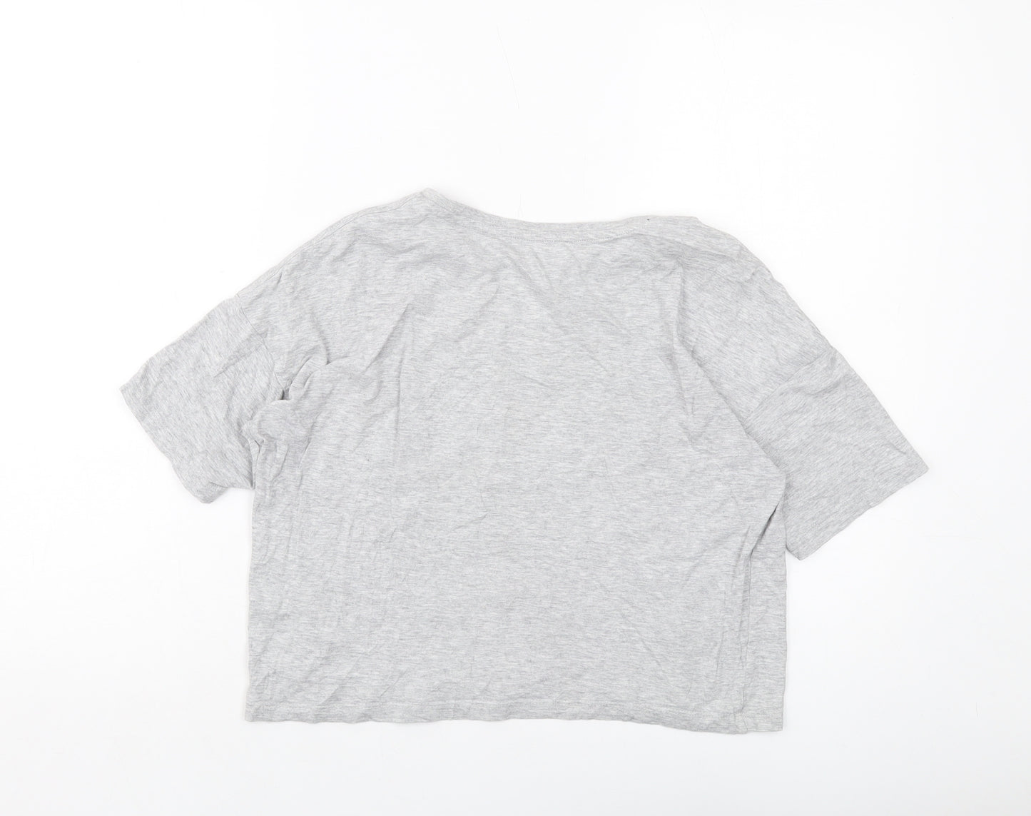 PUMA Womens Grey Cotton Cropped T-Shirt Size XS Round Neck