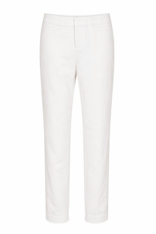 Front view of Ecru women’s pink cotton trousers, size UK 6, 28-inch leg regular zip