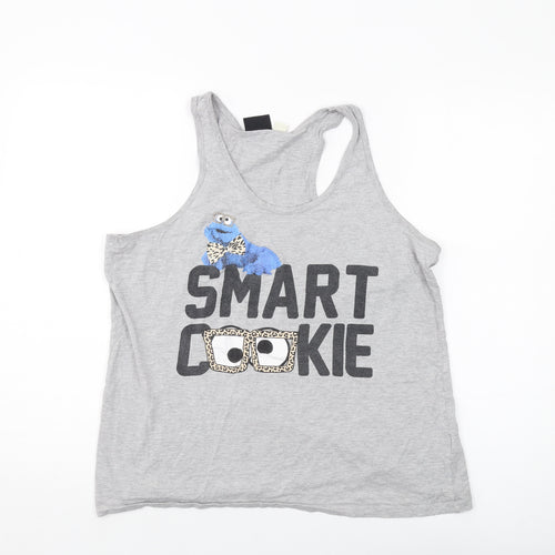Sesame Street Womens Green Cotton Basic Tank Size 14 Round Neck
