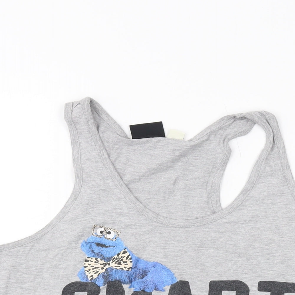 Sesame Street Womens Green Cotton Basic Tank Size 14 Round Neck