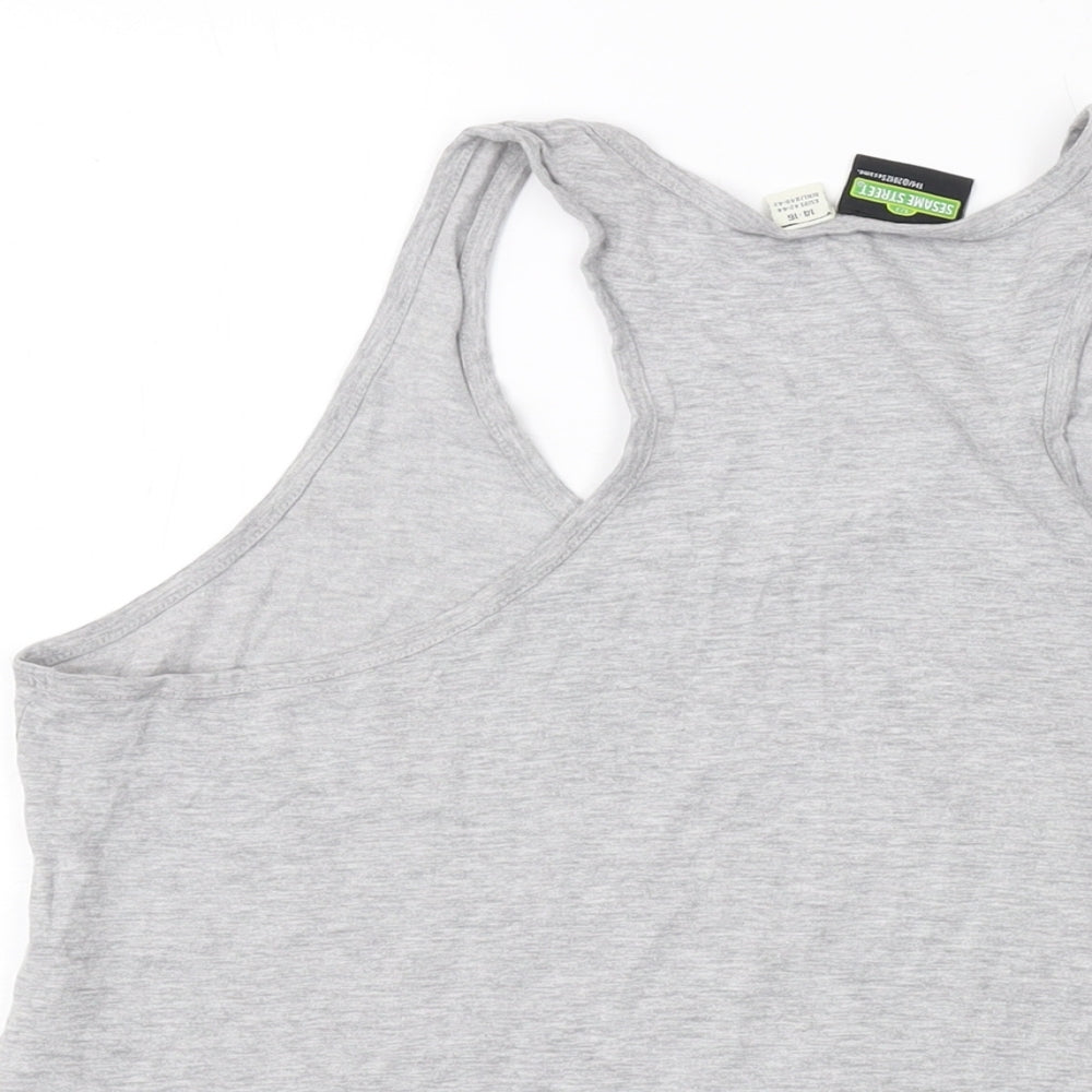 Sesame Street Womens Green Cotton Basic Tank Size 14 Round Neck