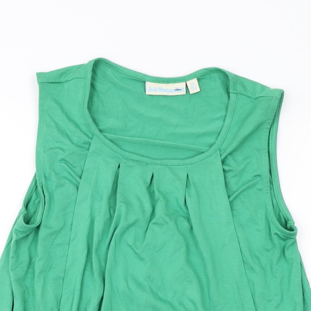 JoJo Maman Bébé Womens Green Viscose Basic Tank Size XS Round Neck